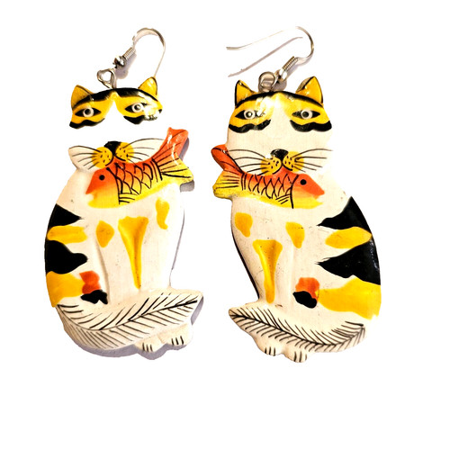 Boucles oreille vintage chat - boucles,