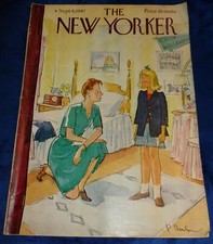 Vintage NEW YORKER MAGAZINE Sept 6, 1947 Cover By Barlou: Mother & Daughter, Exc