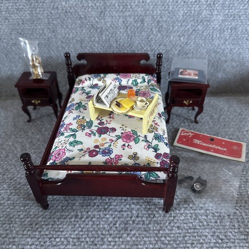 Vtg wood doll house - doll, furniture