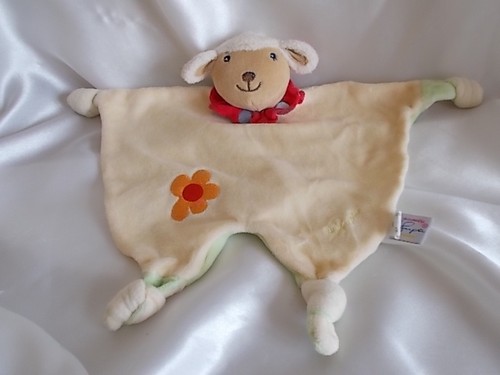 Doudou mouton jaune fleur - mouton, jaune,