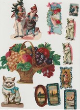 Lot of Chromos Cutouts No.1 Flowers Dwarf Cat Paintings