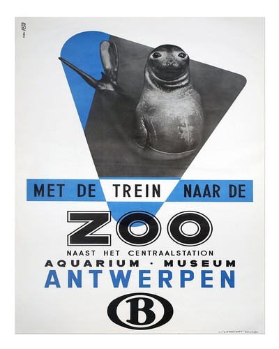 Affiche ancienne zoo - affiche,