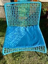 Fauteuil bas en cordage bleu turquoise