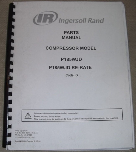 Ingersoll rand p185wjd manuel - rand,