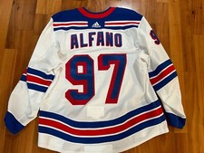 Sam Alfano New York Rangers Adidas Mic Away White Road Jersey 58 Used