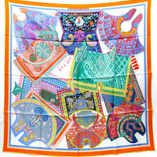 Hermes Carre 90 Tapis de Selle Silk Square Scarf Made in France Box Tag