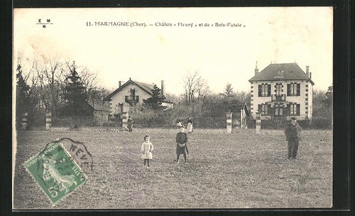 Cpa marmagne chalets - chalets, fleury