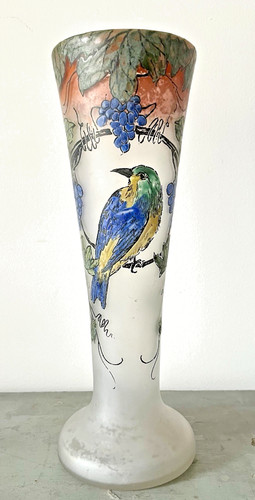 Vase émaillé legras oiseau - legras,