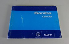 Operating Instructions/Manual Talbot Samba Cabriolet Stand 10/1982