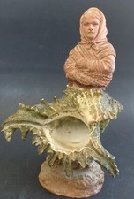 Women's terracotta shell treport bust signed style Adrien Graillon Conch XIX