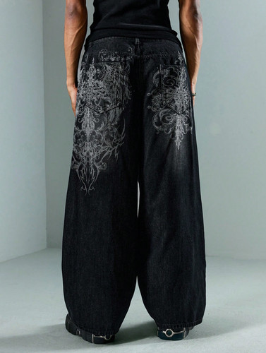 Men baggy wide leg jeans - wide,
