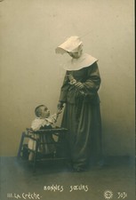 Antique Fancy Postcard Good Sisters The Nativity No. 3 Editor G L