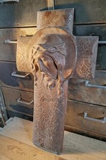 Rare Grand Crucifix Éternit Tête De Christ H 59 Cm