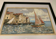 Signed Marine Painting, Watercolor on Song