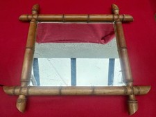 Antique wooden mirror bamboo style 37x31 cm - vintage Napoleon III style