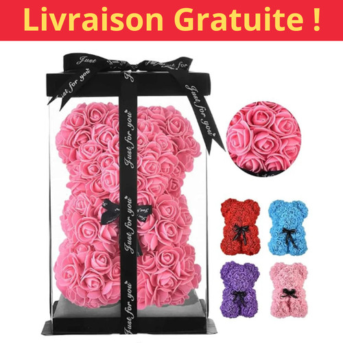 Ours rose artificielle - en, 25cm