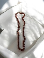Collier ancien en ambre naturelle vintage, bijou rétro d’occasion pour collectio