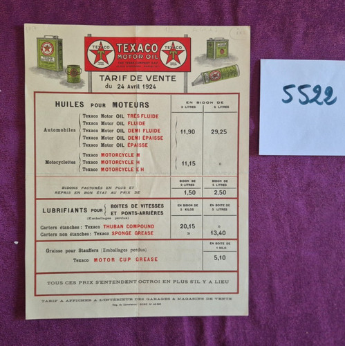 5522 texaco tarif - /,