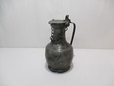 ANTIQUE LARGE TIN PITCHER PITCHER JUG CHAIN BALUSTER POINCONS 