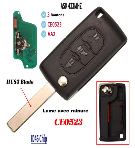Clé complete pour - , peugeot