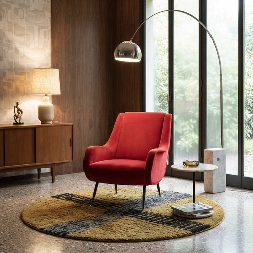 Fauteuil vintage velours rouge - fauteuil,