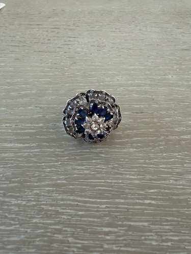 Bague sertie fleur argent 925