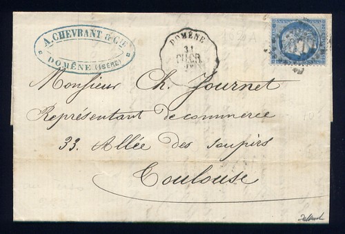 Rare lettre domène - domène, (