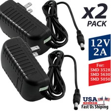 2x 12 Volt 2 Amp AC/DC ADAPTER POWER SUPPLY CORD 12V 2A 5.5mm/2.5mm Connector
