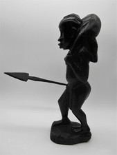 4) AFRICAN ART: SCULPTURE / STATUE MAN WARRIOR WOODEN EBENE MALI SENEGAL?