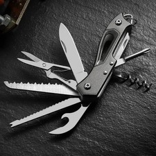 Couteau Multifonction 11-en-1 Acier Inox – Pliable Compact – Camping, Pêche