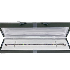 Cesca Vanna Dazzling Silver Tennis Bracelet 8” Gift Box Brand New