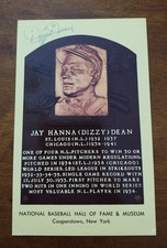 JSA DIZZY DEAN SIGNED AUTO GOLD HOF PLAQUE POSTCARD ST. LOUIS CARSINALS