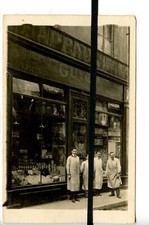 Photo card postcard Lyon drugstore grocery store GUYOT FRERES with two pallets