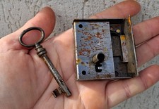 OLD LOCK WITH IRON KEY for furniture, trunk... No. 6