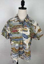 Vintage 90s Hawaiian Shirt Womens Large California Coast Road Trip 1950s Retro