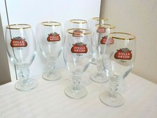 LOT OF 7 STELLA  ARTOIS BELGIUM STEMMED GLASSES 33CL CE M15