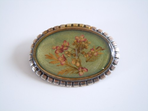 Broche vintage ovale fleurs - broche,