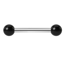 Piercing langue boules noires en acier 316L