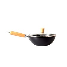 Wok en fer forgé style japonais non revêtu 20 cm pour cuisinière électrique
