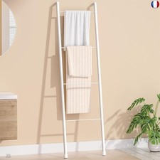 Porte-Serviettes sur Pied en métal Blanc - échelle Porte-Serviettes décorative p