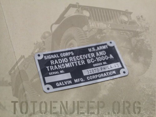 Plate plaque radio ww2 - us,