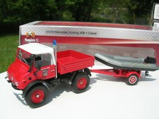 SOLIDO CAMION POMPIERS 4X4 MERCEDES UNIMOG 406 + CANOT du VAR!!