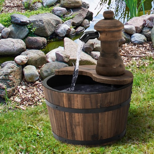 Fontaine jardin bois - fontaine, en