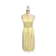 Aritzia Wilfred La Boheme Yellow Eyelet Midi Dress Size 4 Button Front
