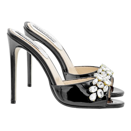 Mule bijou talon haut - haut, noir