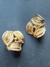 Ancienne Paire De Boucle D’oreille Plaquer Or Createur Art Déco Clips torsadé 