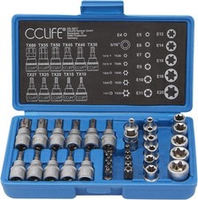 34 Pièces Coffret douilles torx femelle 3/8" profil E4-E20, Embout torx étoilé