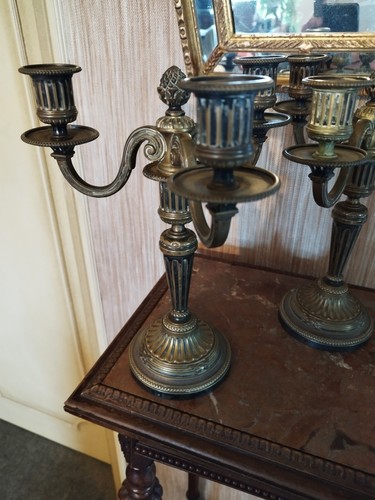 Paire chandeliers bronze - de,