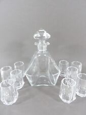 VAL SAINT LAMBERT Service liqueur carafe + 9 verres art déco cristal taillé