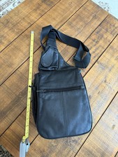 BB Design Leather Sling Bag Travel Purse Black Crossbody